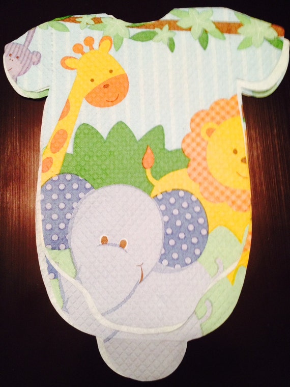 Any quantity baby shower shirt shaped napkins with jungle ...