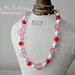 Little Girls Bubblegum Chunky Style Beaded Necklace - Crystal Clear Pink Red and Silver Accent Beads