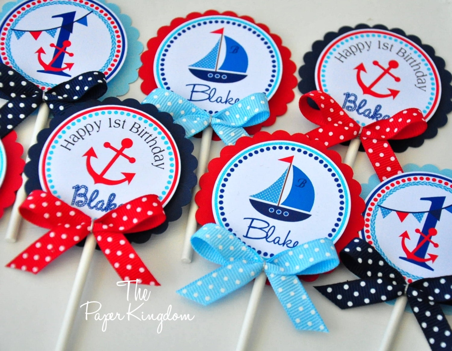 Nautical Cupcake Toppers Nautical Birthday Party Cupcake