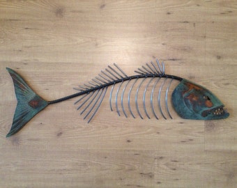Chops Metal Fish Sculpture 36in Beach Coastal Tropical Art