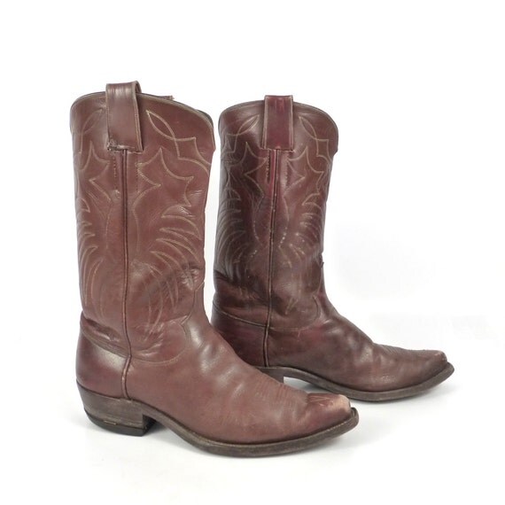 Hyer Cowboy Boots Vintage 1980s Rich Brown Men's size 7