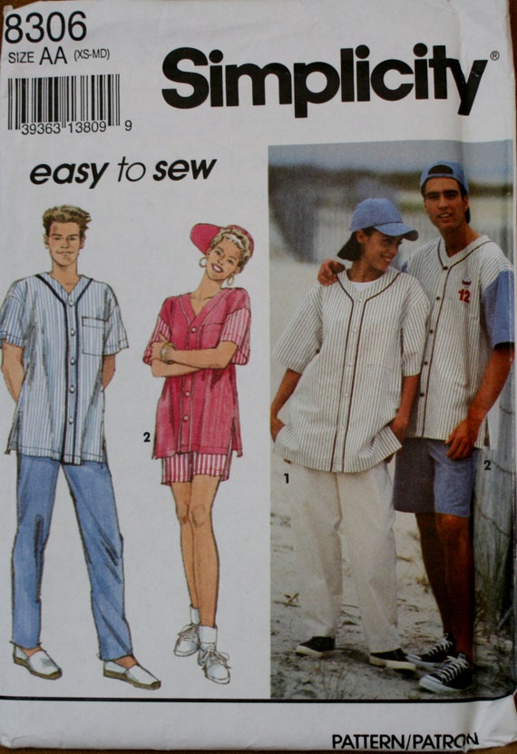 Baseball Jersey Pattern Sew | simplicity 8306 retired unisex baseball jersey cap pants and Baseball Jersey Pattern Sew | simplicity 8306 retired unisex baseball jersey cap pants and