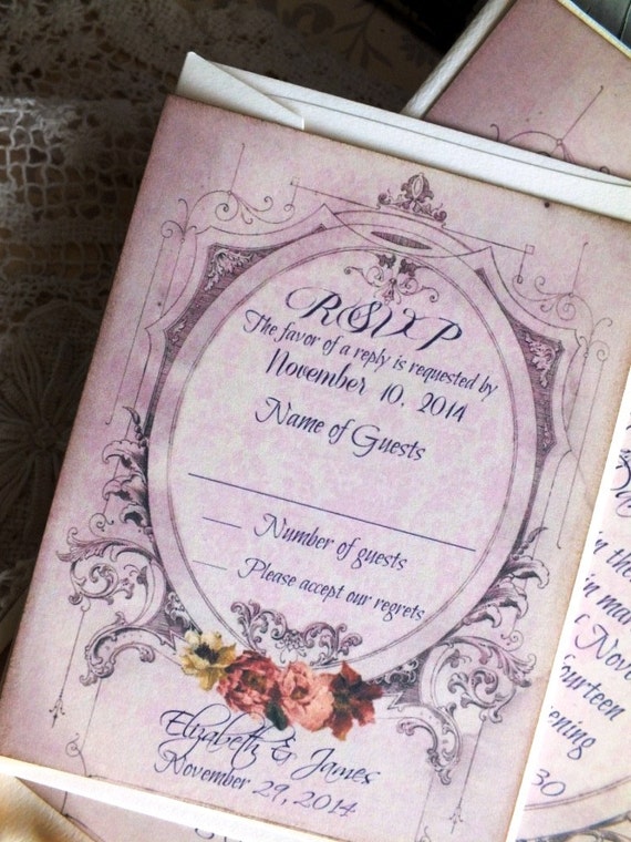 Romantic Vintage Wedding Invitation Suite Sample Handmade By 2168