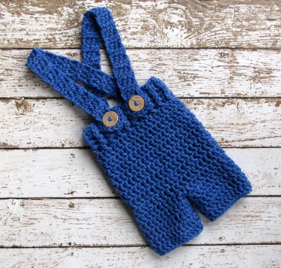 Denim Blue Baby Suspender Shorts 3 to 6 Month by CreativeDragonfly