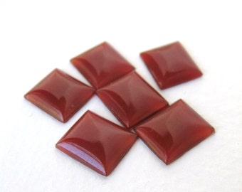 Vintage Glass Cabochon Carnelian Rectangle 12x10mm gcb0877 (6)