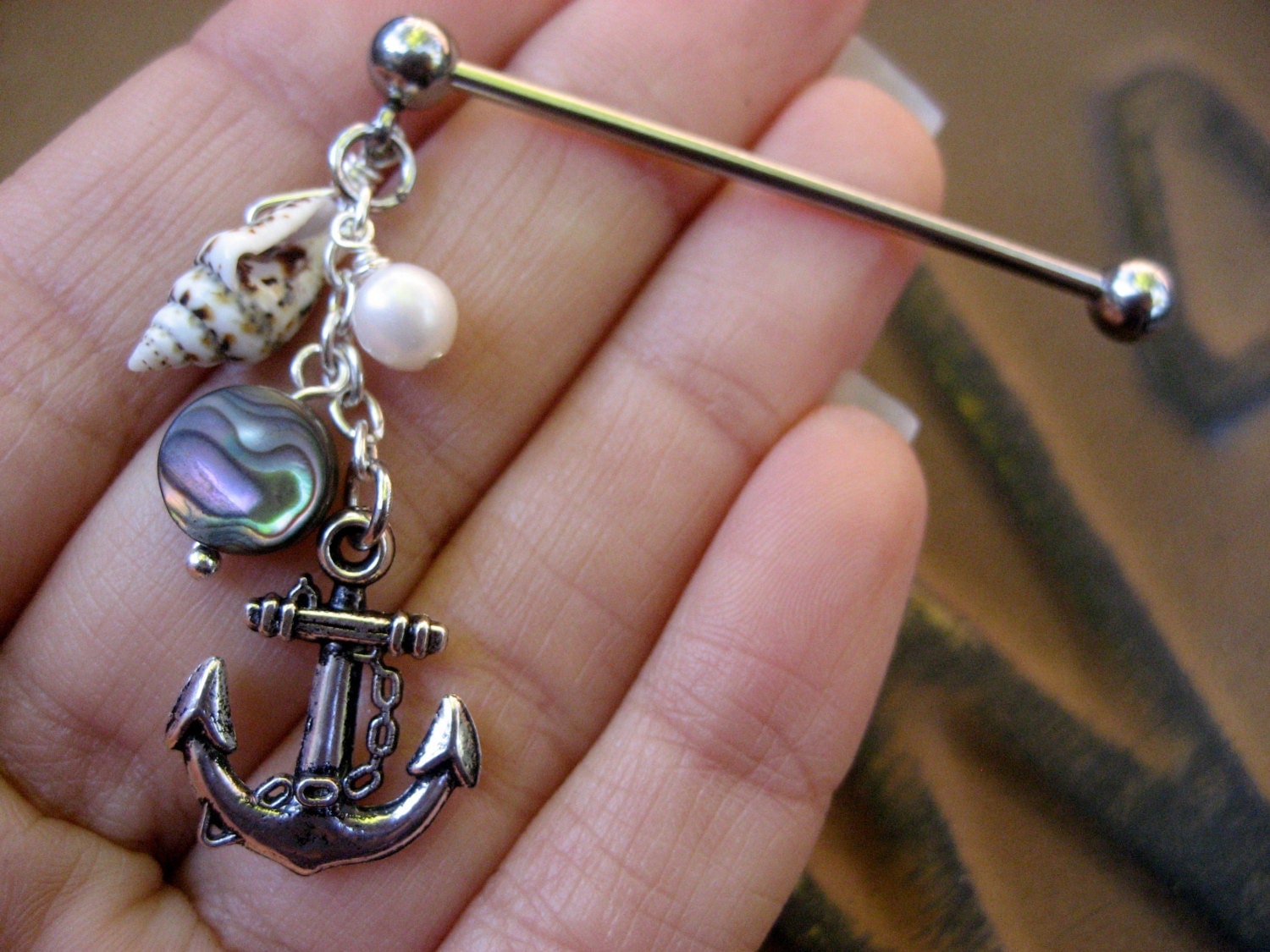 Industrial Barbell 14g 16g Earring Lightweight Anchor