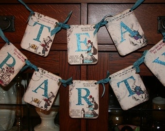 Tea Party Banner, Alice in Wonderland.