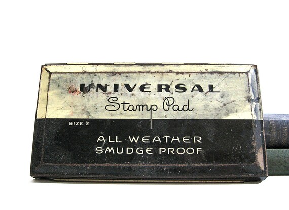 Tin Box Universal Ink Stamp Pad Vintage Supplies