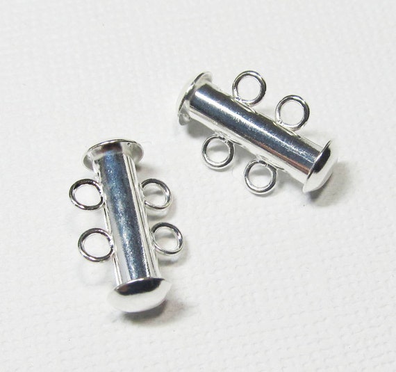 Metal Slide Bar Clasps Silver Plated 2-hole 2 clasps