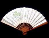 Japanese Hand Fan One Hundred Verses by Sen No Rikyu Vintage Paper Fan Sensu Ogi F29 Small Size