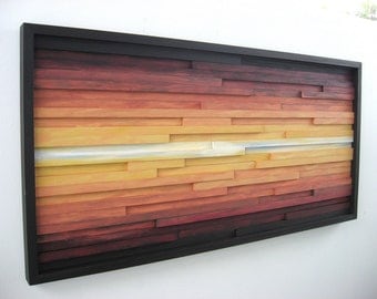 Abstract Landscape Painting on Wood, Wood Wall Art, Wood Sculpture Wall Art