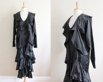 ruffle dress satin norma kamali 1980s popular items tin sa