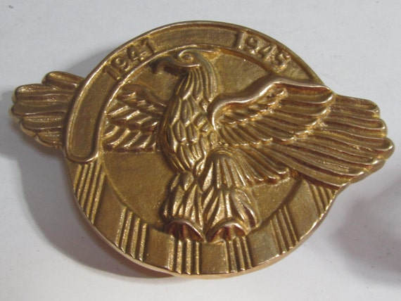 WWII Military 1941 1945 with Bald Eagle Solid Brass Plaque