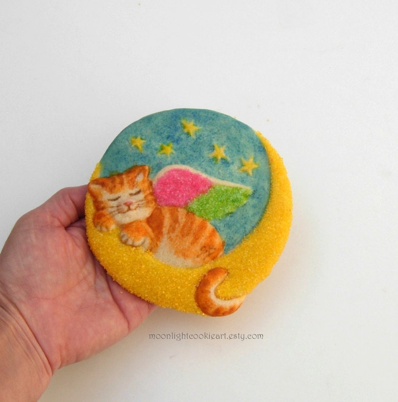 Kitty Angel Sugar Cookies Baked Goods by MoonLightCookieArt