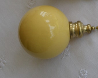 Pottery Ball Ceiling Fan Pull - Corn Yellow - Handmade in the USA - Brass or Nickel Hardware