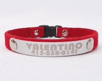 Personalized Suede Cute Cat Collar with Breakaway Buckle by Ruggit Collars