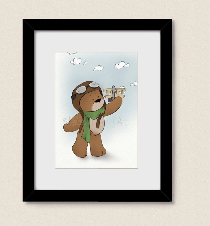 Wall Art Childs Nursery Teddy Bear Print Baby Boys Room