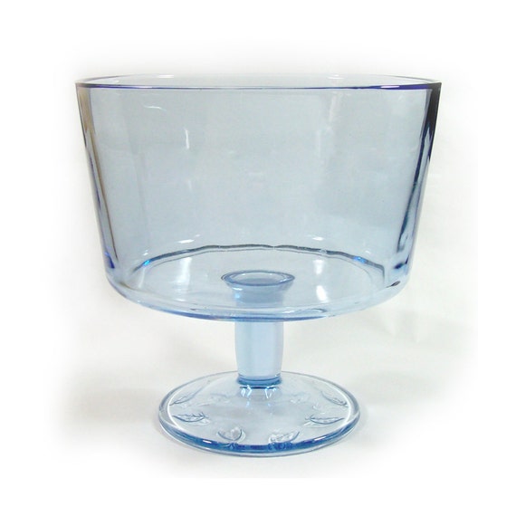 RESERVED for MT / Vintage 3 Qt Blue Glass Trifle Bowl