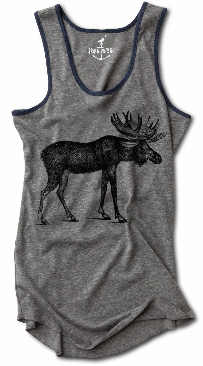 Womens MOOSE shirt Racerback Tank Top live free and wild S M