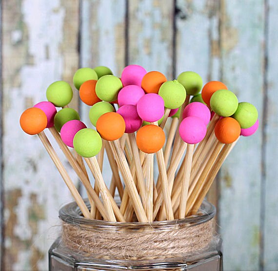 Items similar to Sherbet Lollipop Sticks in Pink, Lime Green and Orange ...