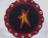 Star Penny Rug Wool Candle Mat Primitive with buttons by Happy Valley Primitives