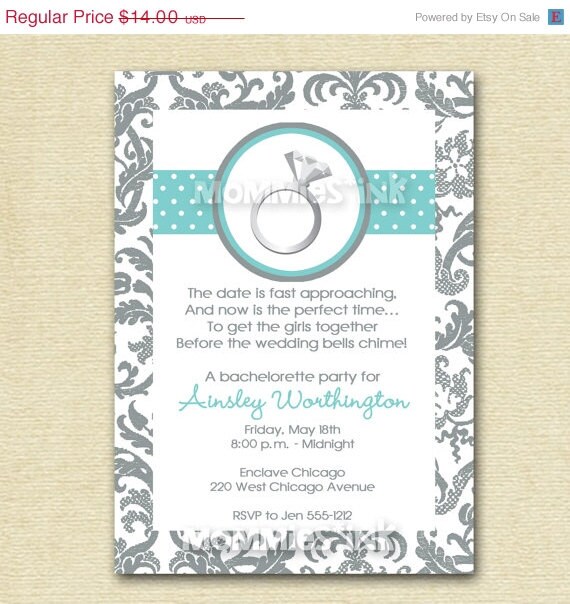 CHRISTMAS IN JULY Bachelorette or Engagement Party Invitation - Engagement Ring - Printable Invitation Design Il_570xn