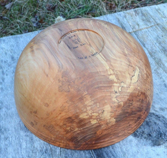 Large Red Elm wood Bowl salad bowl centerpiece bread bowl