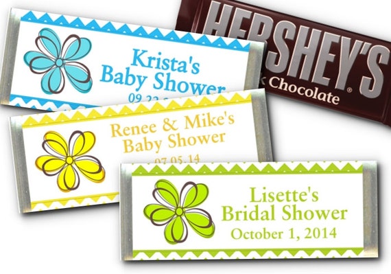 12 Hershey Candy Bar Wrappers, Wedding, Bridal Shower, Anniversary, Favors, Chevron Stripes, Flowers, Pink, Turquoise, Yellow, Spring Green Il_570xn
