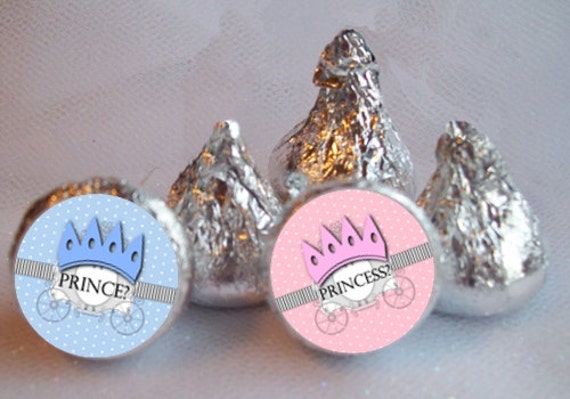 Candy Stickers, Baby Gender Reveal, Pink, Blue, Prince, Princess Il_570xn