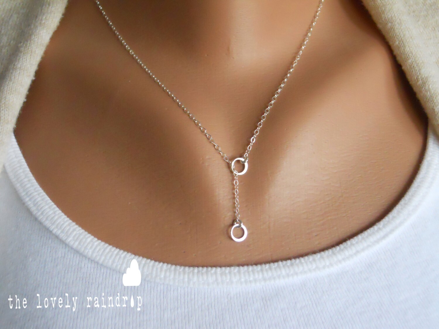 Tiny Sterling Silver Eternity/Circle Lariat Necklace