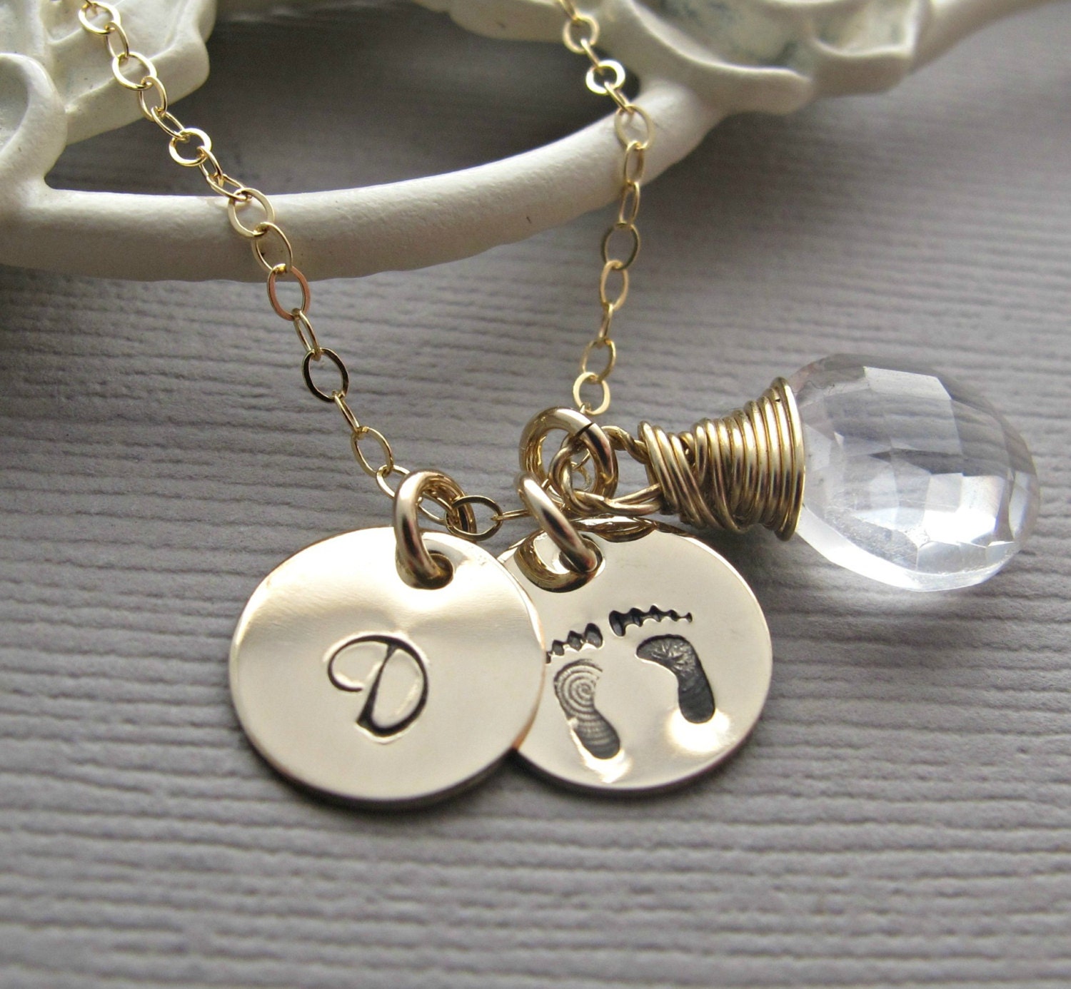 Personalized New Mom Necklace Baby Initial by vonmeyerjewelry