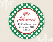 Christmas polka dots in red or green - Personalized address labels - Sheet of 24 Il_170x135