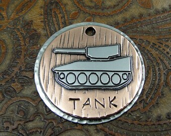 Custom Dog ID Tag Tank,Pet ID Tag,Dog Collar ID Tag,Personalized Pet Tag,Handmade Tank Dog Tag