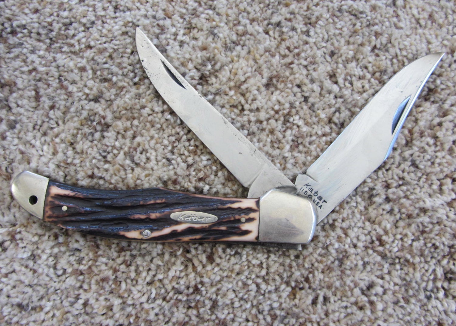 Reduced KABAR 1184 Folding Hunting Knife Two Blades 2 Staglon