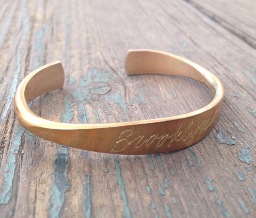 Personalized Vintage Brass CUFF Bracelet... Hand Engraved with