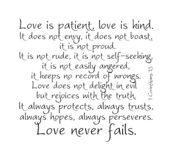 Love is patient love is kind 1 Corinthians 13 vinyl wall decal