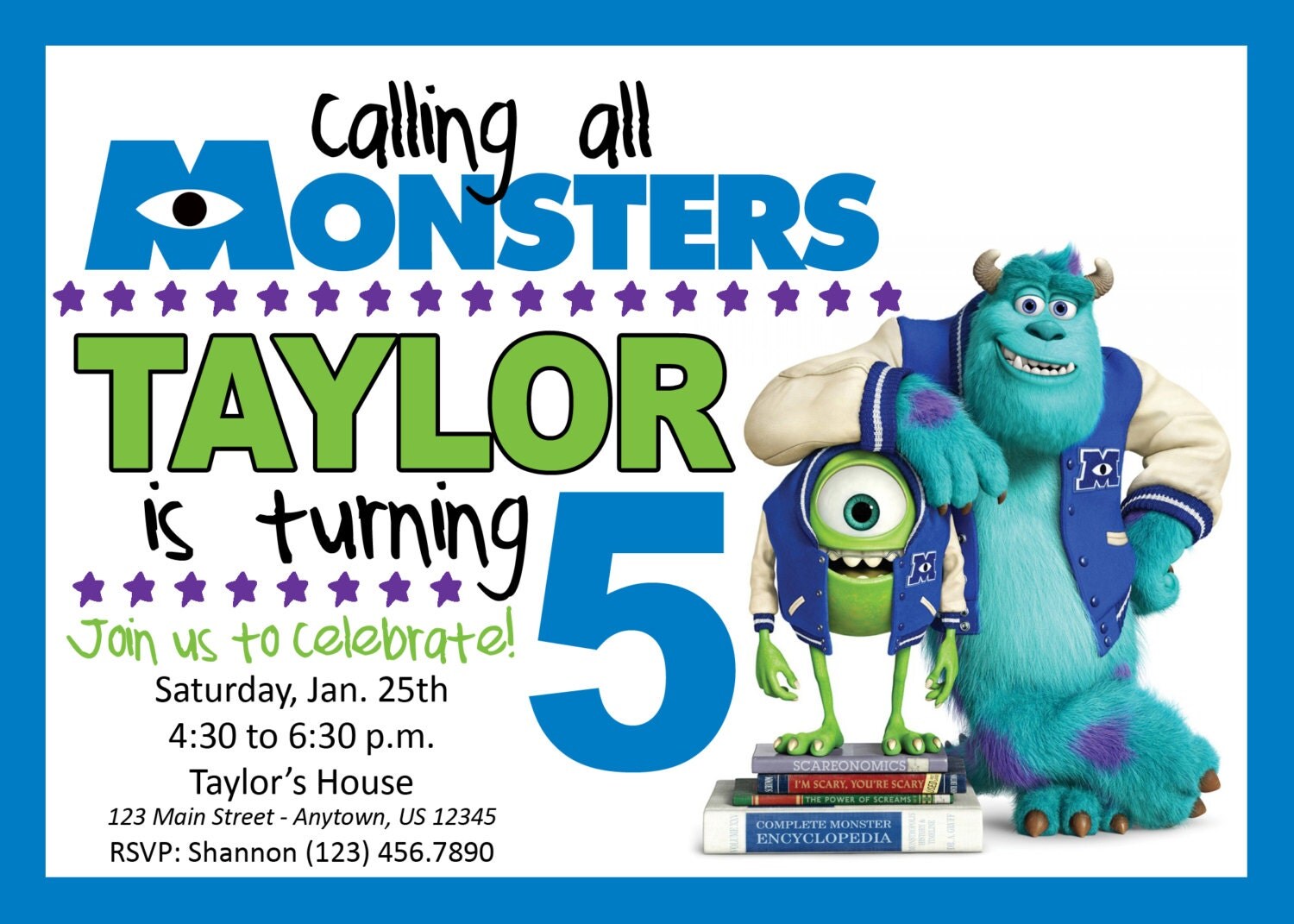 Monsters Inc Birthday Party Invitation by LifeOnPurpose on Etsy