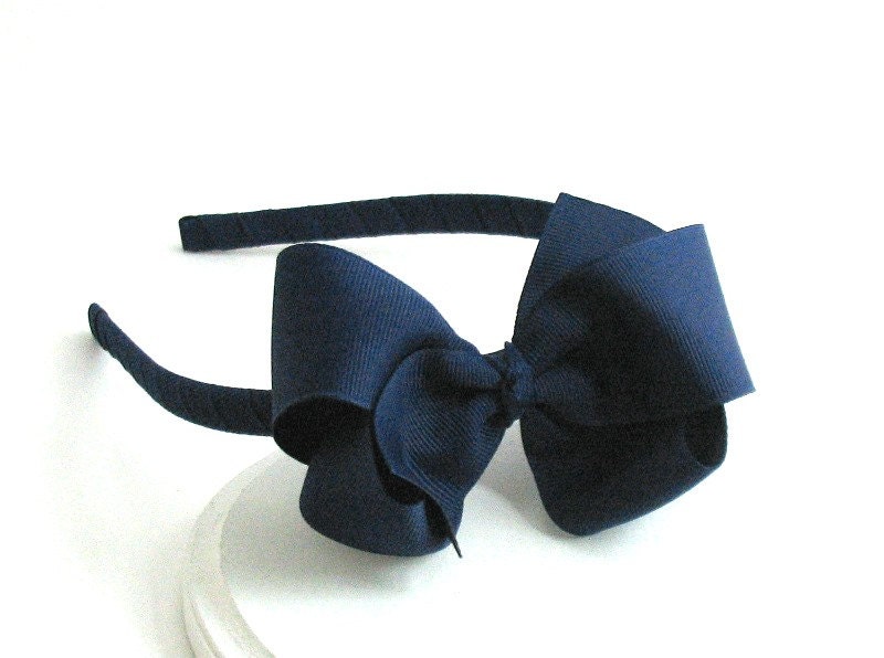 School Uniform Navy Blue Bow Headband For Girls Light Navy