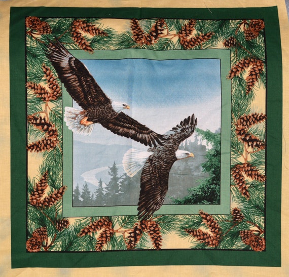 Bald Eagles, American Eagle, Wildlife pillow panel, Quilting