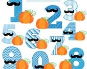 Blue Pumpkin Numbers Cute Digital Clipart - Commercial Use OK - Halloween Graphics, Halloween Clipart, Pumpkin Number Graphics Il_170x135