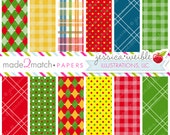 Santas Helpers Cute Digital Papers - Commercial Use OK - Christmas Backgrounds, Christmas Digital Papers Il_170x135