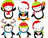 Boy Jolly Penguins Cute Digital Clipart - Commercial Use OK - Christmas Graphics - Christmas Clipart - Christmas Penguins Il_170x135