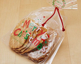 10 Merry Christmas Transparent Cellophane Bags (7.5 x 10.2in)