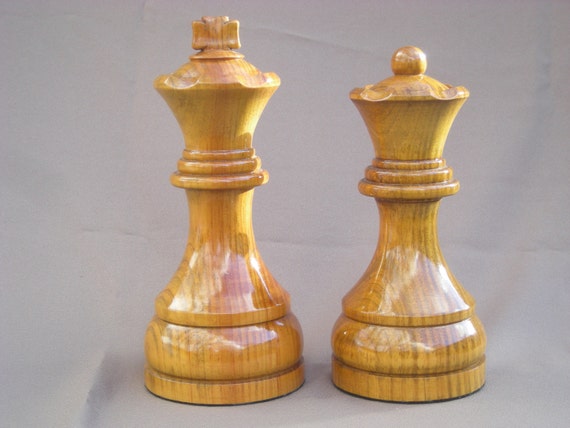 Items similar to Large Chess Pieces, King and Queen Set, Wood Carvings ...