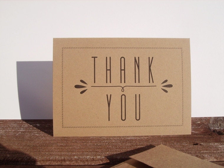 Modern Thank You Notes Kraft Paper Stationery by twin2kim on Etsy