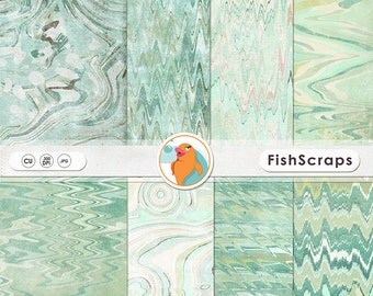 Mint Green Marble Digital Paper, Lightly Textured, Shabby Turquoise & Aqua Marbled Backgrounds, Instant Download Pattern Paper
