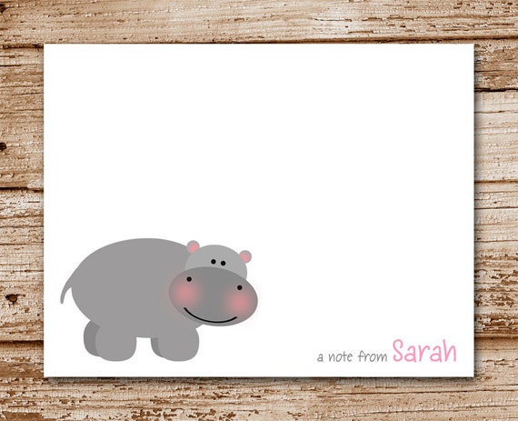 Set of 8 Hippo Note Cards, Notecards | Personalized Stationery | Thank You Note Cards | Hippopotamus, Zoo, Safari Il_570xn