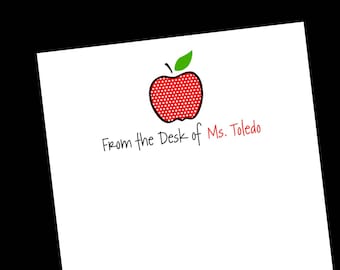 Personalized Red Polka Dot Apple Notepad ~ Teacher Gift ~ 3 Sizes