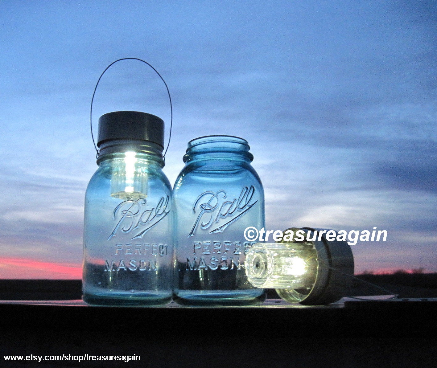 Solar Blue Mason Jar Lights 2 Not So Perfect Mason Hanging