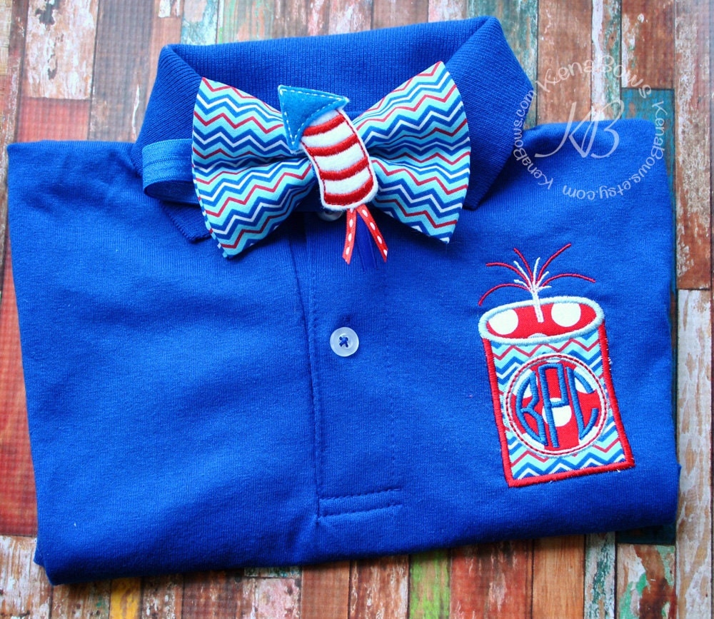4th of July Polo Shirt Patriotic Monogrammed Shirt by KenaBows